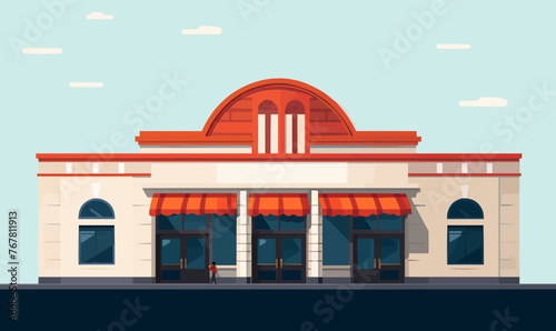 cinema building vector flat minimalistic isolated vector style illustration