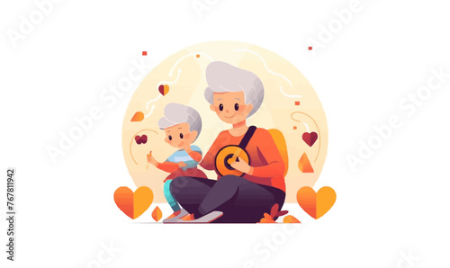 grandma and grandson vector flat minimalistic isolated illustration -