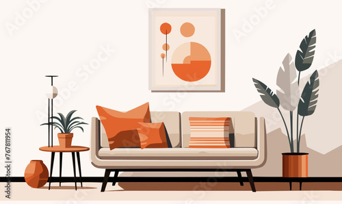 Minimalist Home Decor in a Limited Color Palette isolated vector style illustration