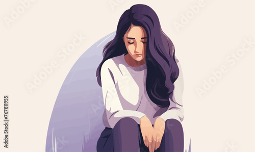 sad woman vector flat minimalistic isolated illustration