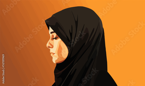 islamic woman vector flat minimalistic isolated vector style illustration