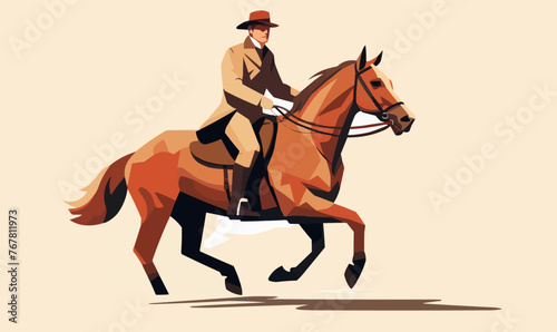 man riding horse vector flat minimalistic isolated illustration