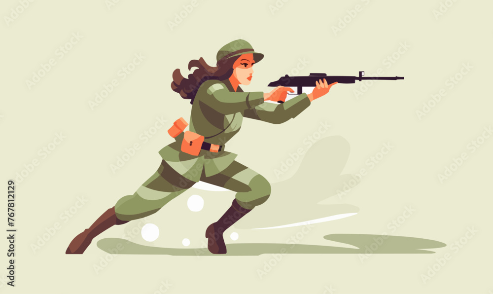 woman soldier vector flat minimalistic isolated illustration -- woman soldier vector flat minimalistic isolated illustration --