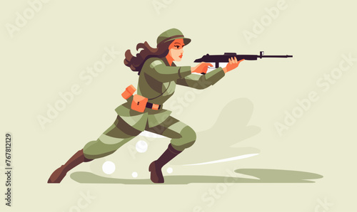 woman soldier vector flat minimalistic isolated illustration --