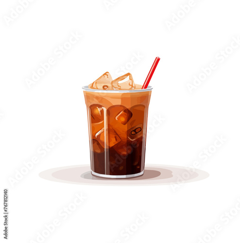Iced coffee isolated vector style with transparent background illustration