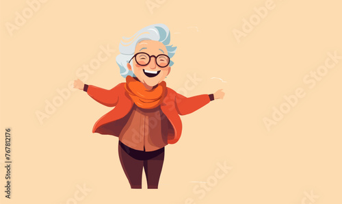 happy old woman vector flat minimalistic isolated illustration