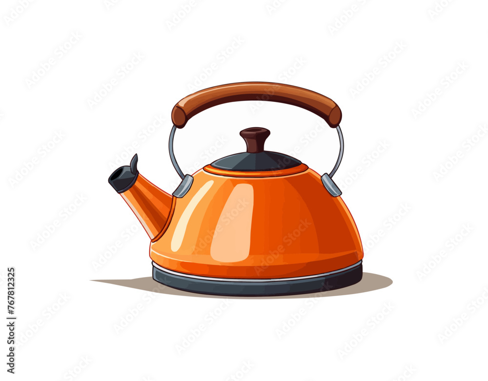 A large orange tea kettle sits on a white background