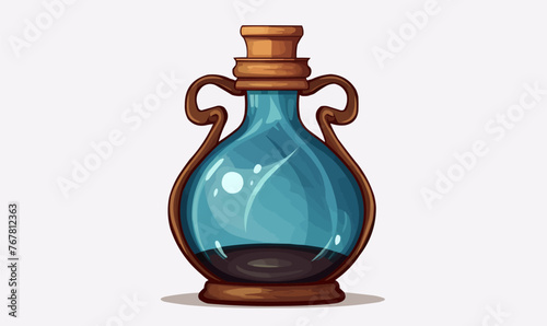 Potion in glass bottle isolated vector style on isolated background illustration