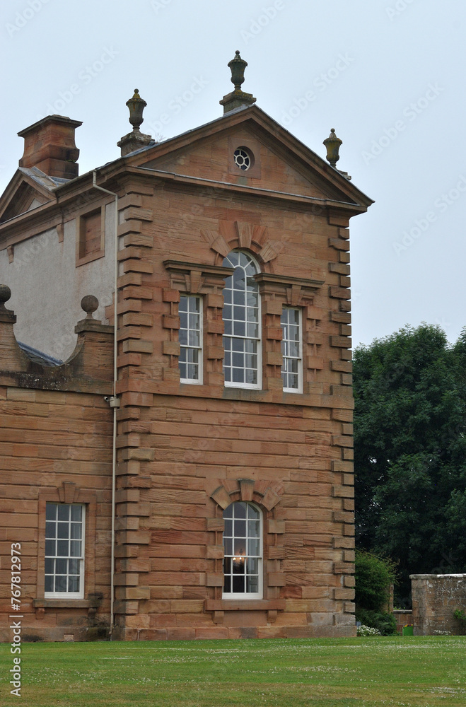 Old 18th Century Stone Classical Pavilion with Pediment and Urns on Country Estate Old 18th Century Stone Classical Pavilion with Pediment and Urns on Country Estate