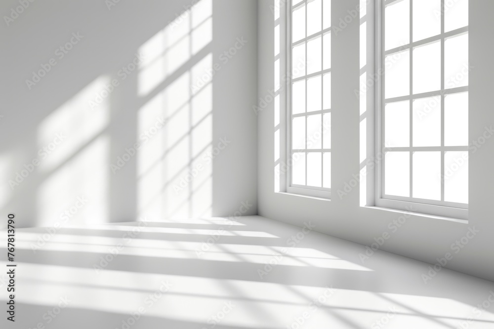 Product presentation in white studio with window shadows. Product presentation in white studio with window shadows.