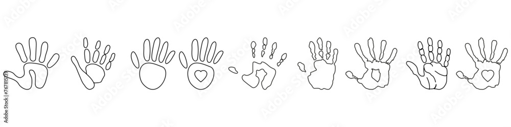 Obraz premium Handprint icon vector set. Hand illustration sign collection. Hand Print symbol or logo.