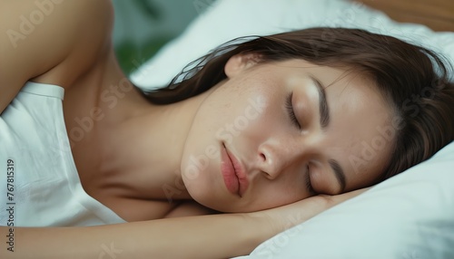 Beautiful woman sleeping in bed 