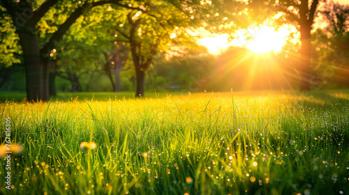 Vibrant Spring Meadow at Sunrise