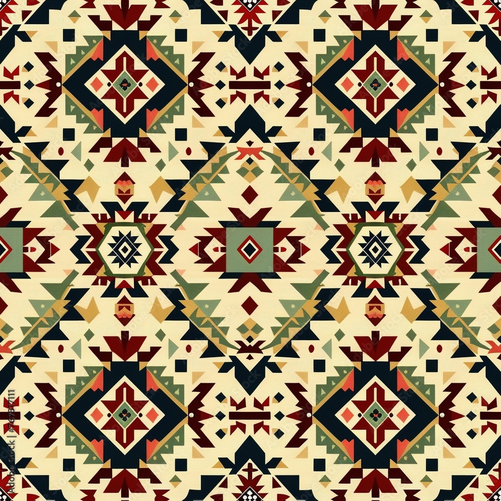 Ethnic Tribal Print Design,Native American Inspired Seamless Textile Pattern Ethnic Tribal Print Design,Native American Inspired Seamless Textile Pattern