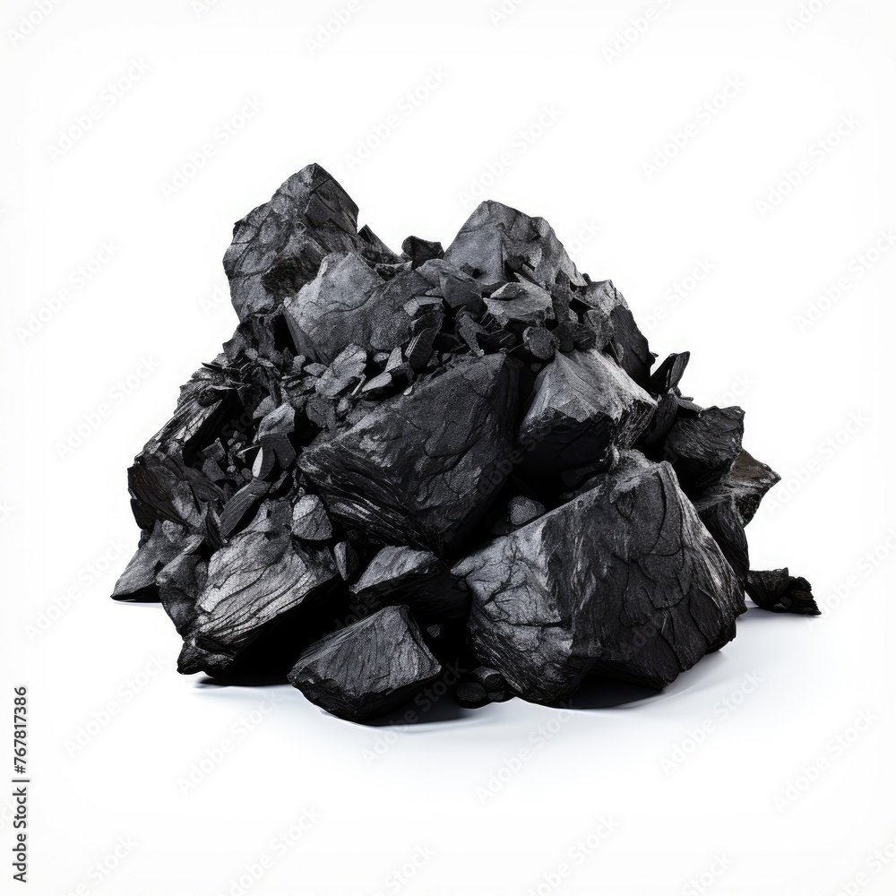Photo of coal isolated on white background
