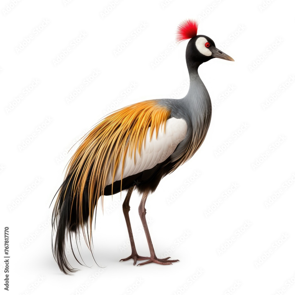Photo of crowned crane isolated on white background Photo of crowned crane isolated on white background