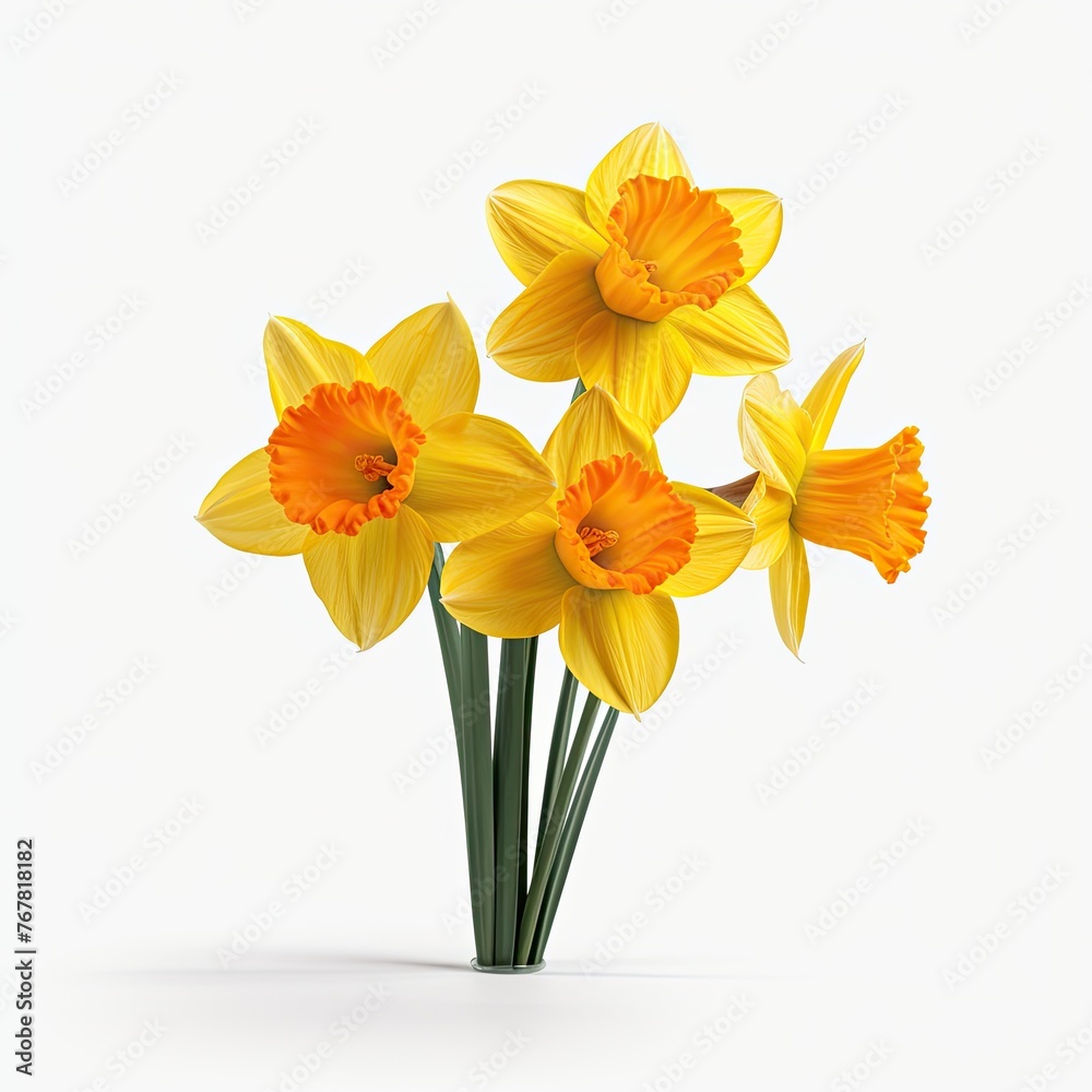 Photo of daffodils flowers isolated on white background Photo of daffodils flowers isolated on white background