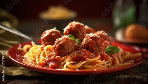 Fresh homemade bolognese pasta with parmesan cheese