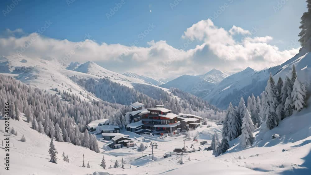 Winter in the swiss alps Braunwald, Switzerland, ski resort in winter, AI Generated