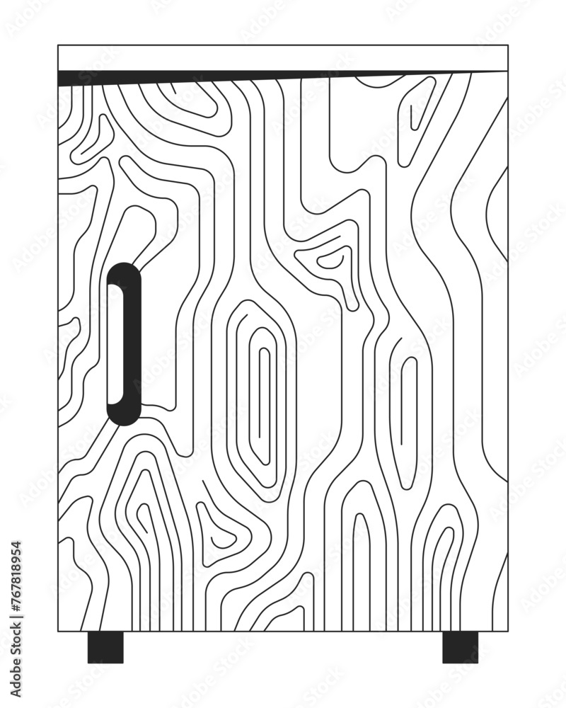 Wooden office cabinet 2D linear cartoon object. Home interior detail. Closed nightstand isolated vector outline item. Minimalist style furniture monochromatic flat spot illustration Wooden office cabinet 2D linear cartoon object. Home interior detail. Closed nightstand isolated vector outline item. Minimalist style furniture monochromatic flat spot illustration