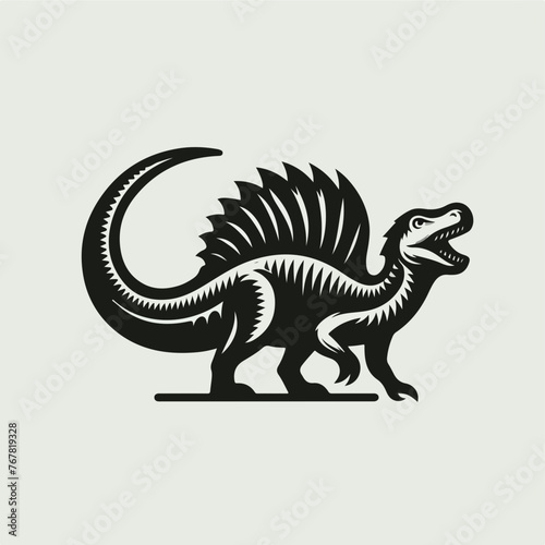 Spinosaurus dinosaur character. Extinct monster, prehistoric dinosaur or ancient wildlife animal. Jurassic era reptile, paleontology Spinosaurus lizard vector comic personage with spine hump