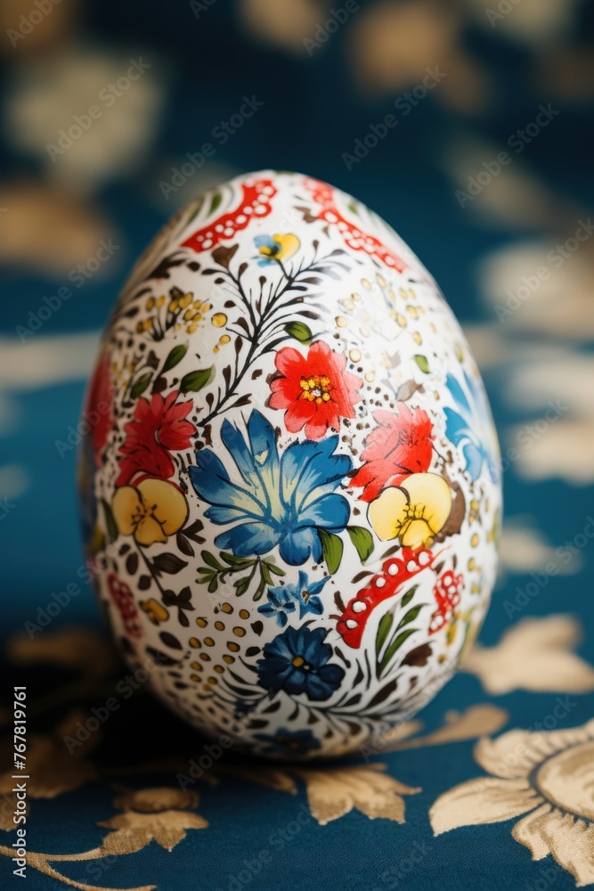 Hand painted Easter egg with traditional floral patterns Hand painted Easter egg with traditional floral patterns