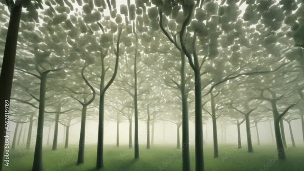 digital forest with trees made of numbers, swaying in a virtual breeze. digital forest with trees made of numbers, swaying in a virtual breeze.