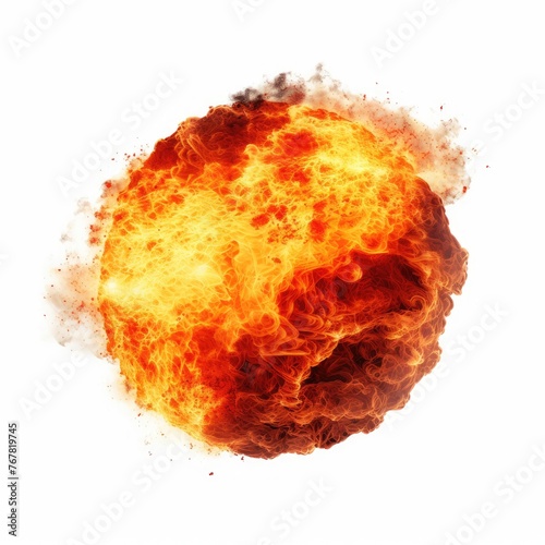 Photo of fireball isolated on white background