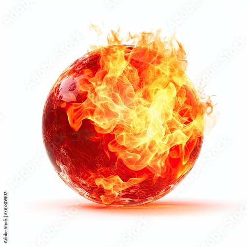 Photo of fireball isolated on white background