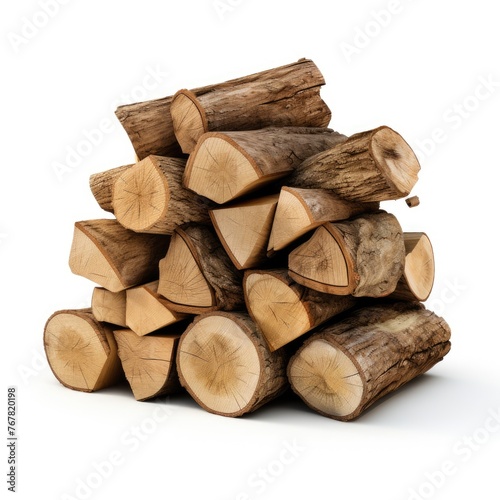 Photo of firewood isolated on white background