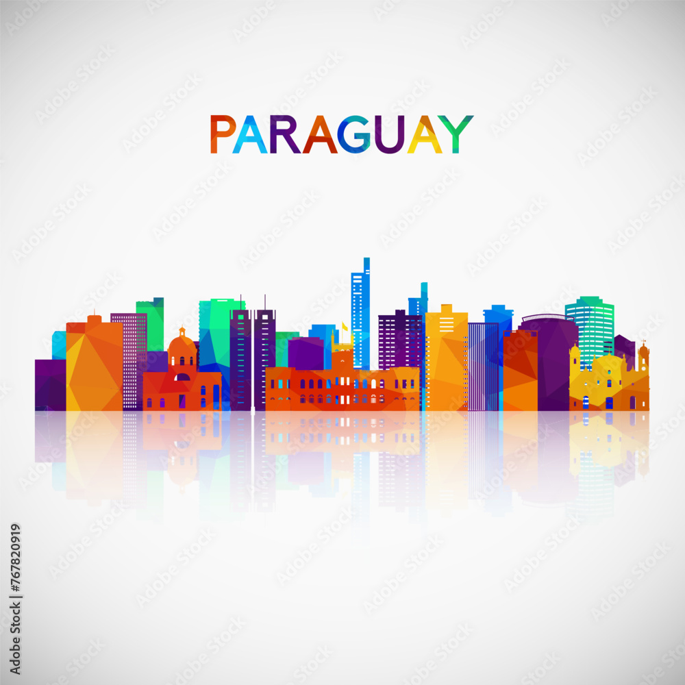 Paraguay skyline silhouette in colorful geometric style. Symbol for your design. Vector illustration.