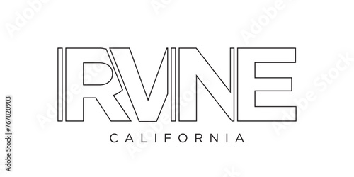 Irvine, California, USA typography slogan design. America logo with graphic city lettering for print and web.