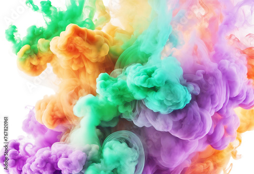 white colorful Violet Green ink background smoke Abstract background background colorful smoke Orange