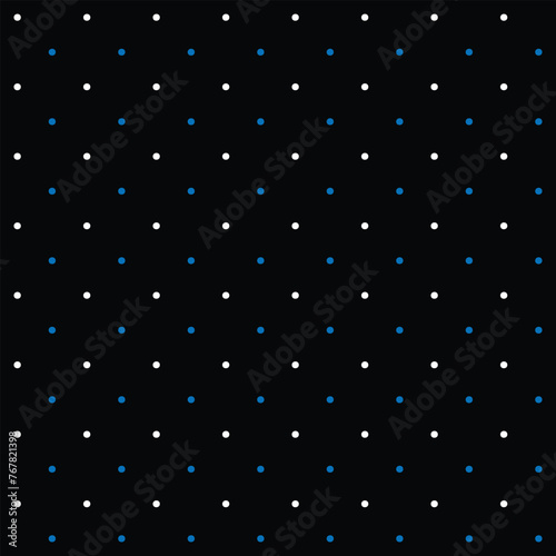 Small blue and white seamless polka dot pattern vector, Black background.
