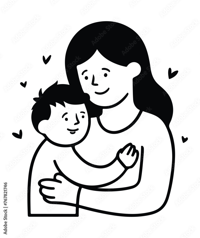 Mother son vector silhouette Mother son vector silhouette