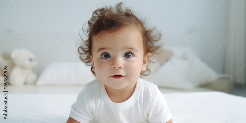 one and a half year old child portrait Generative AI