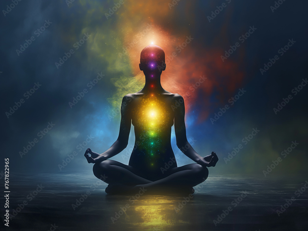 God and spirituality. Universe, cosmos. Meditation background, chakras, prana, the mind of God and spirituality.