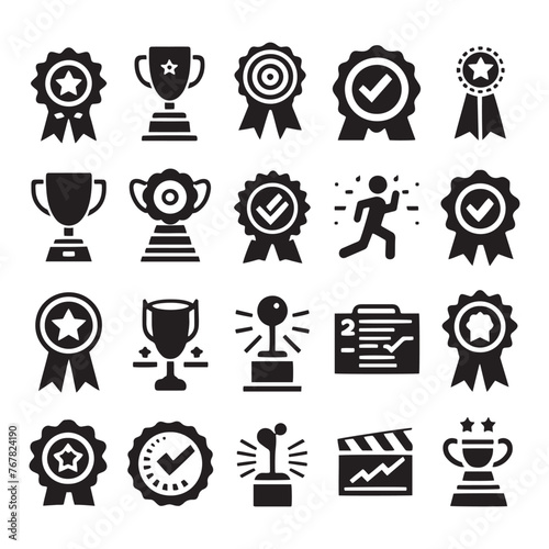 Victorious Trophies: Vector Silhouettes of Winning Awards and Medals- Trophies vector stock.