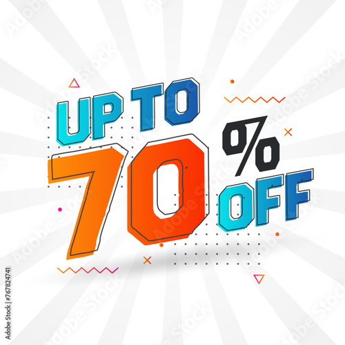 Sale of advertising campaign up to 70 Percent off promotional design.