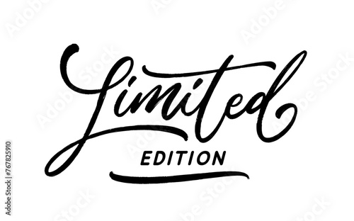 Limited Edition, vector hand drawn lettering. Handwritten calligraphic text design for label and tag.