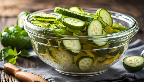 pickled cucumbers in a bowl 