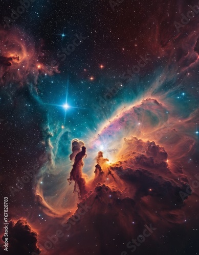 A mesmerizing outer space view, capturing the radiant glow and dynamic shapes of a nebula, resonating with the energy of the cosmos. © video rost