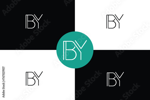 BY, YB, B,Y , Abstract Letters Logo Monogram	
