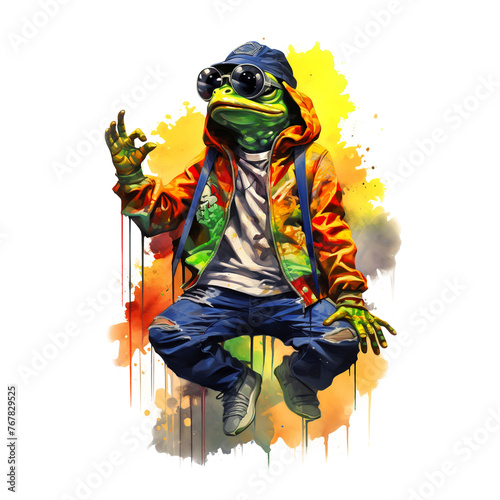 Cool Frog on clean background, DTG Printing, DTF Transfer, Sublimation designs, Amphibian. Animals. Illustration, Generative AI.