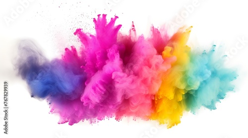 Multicolored explosion of rainbow Holi powder