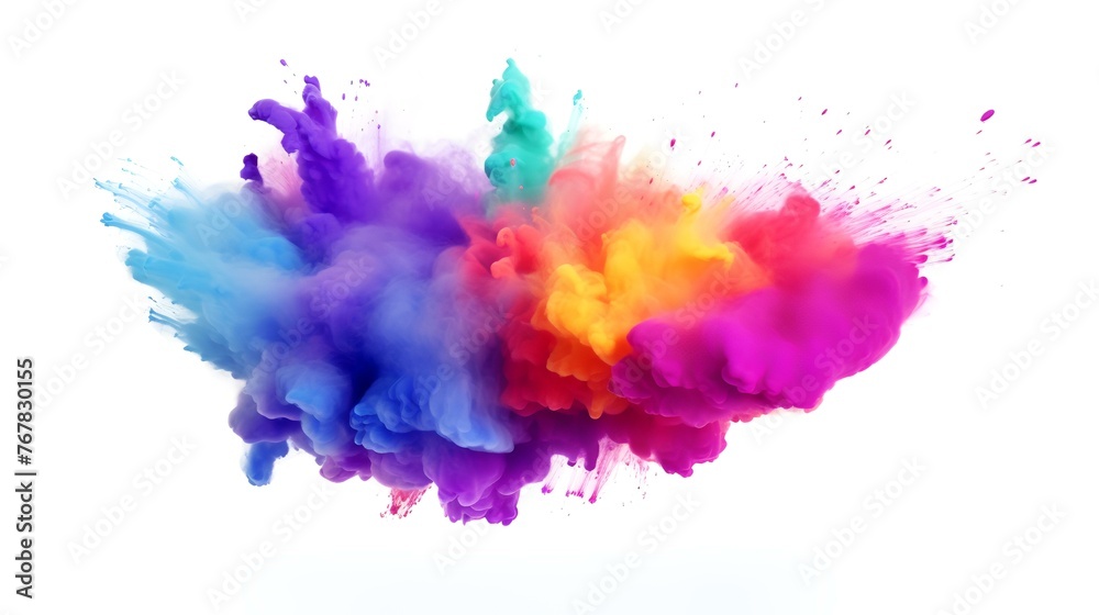 Multicolored explosion of rainbow Holi powder