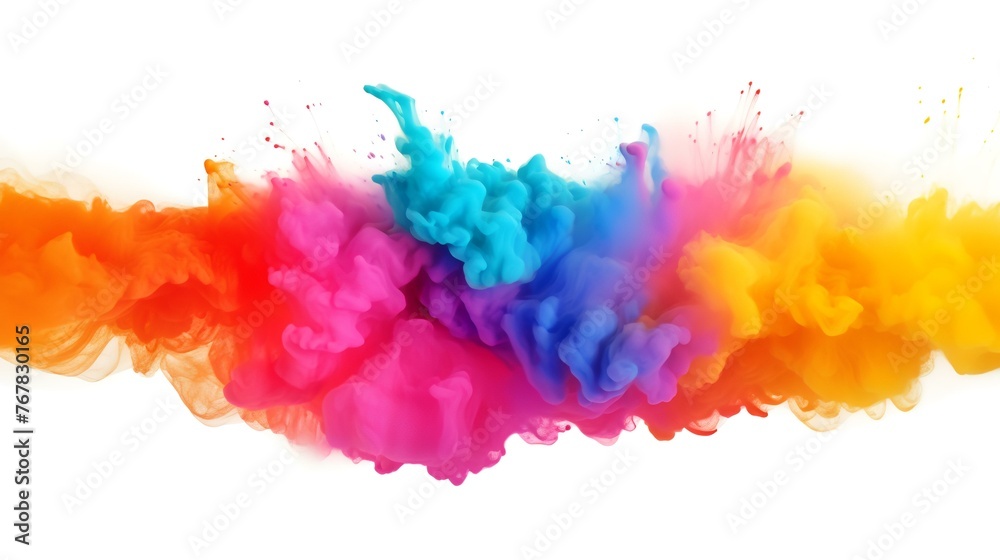 Multicolored explosion of rainbow Holi powder