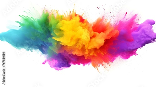 Multicolored explosion of rainbow Holi powder