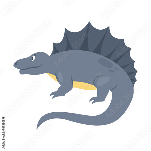 Cute grey dinosaur. Prehistoric animal  jungle reptiles group  jurassic world evolution cartoon vector illustration