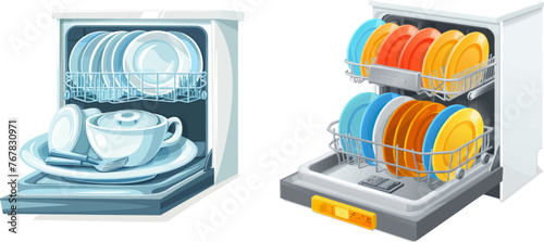 Household kitchenware cartoon vector illustration set